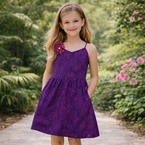 GAP Girls Pink Navy Floral Dress Size 4 Lined Summer Sundress